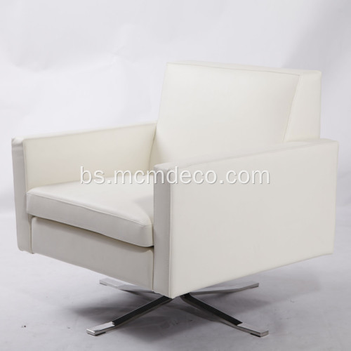 Bijela kožna fotelja Kennedee Rotatanle